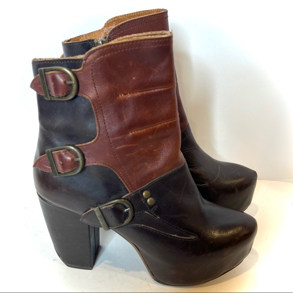 MIISTA Genuine Leather Platform Ankle Booties Two Tone Size 7 - Picture 11 of 11